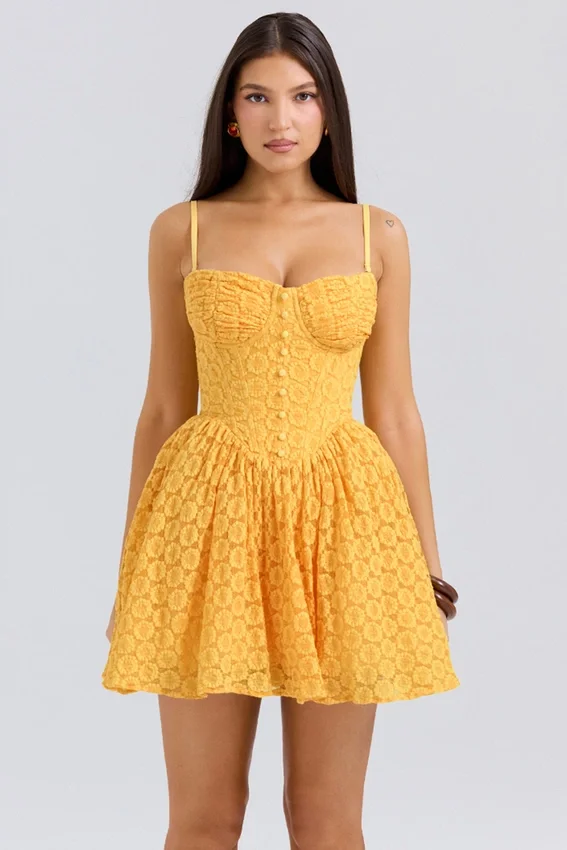 Carolina Apricot Lace Corset Mini Dress Carolina Apricot Lace Corset Mini Dress