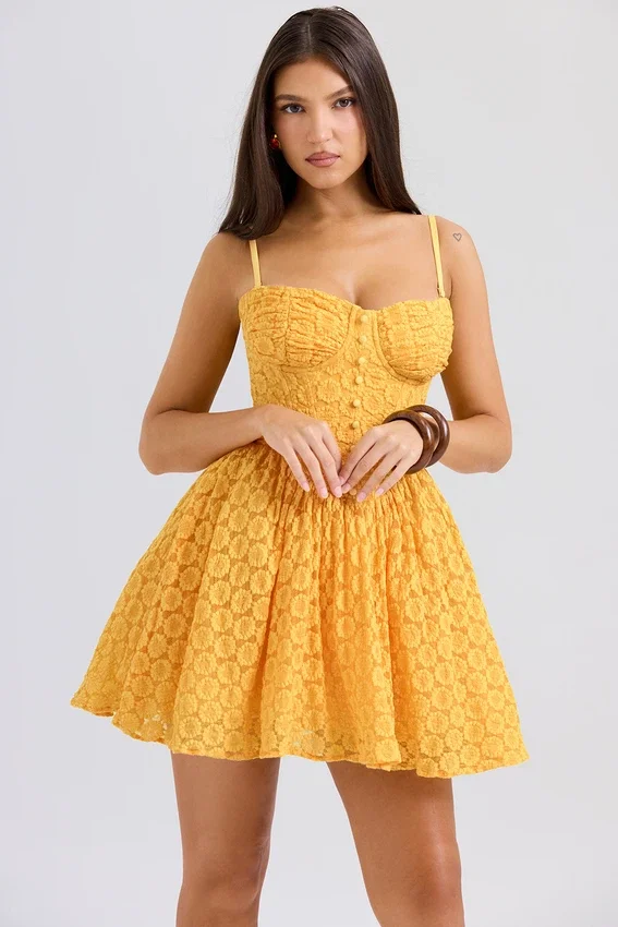 Carolina Apricot Lace Corset Mini Dress Carolina Apricot Lace Corset Mini Dress
