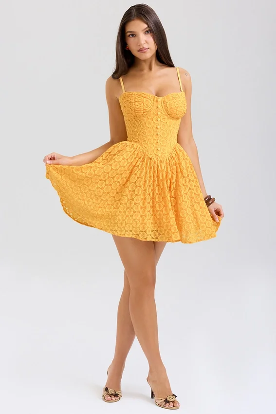 Carolina Apricot Lace Corset Mini Dress Carolina Apricot Lace Corset Mini Dress