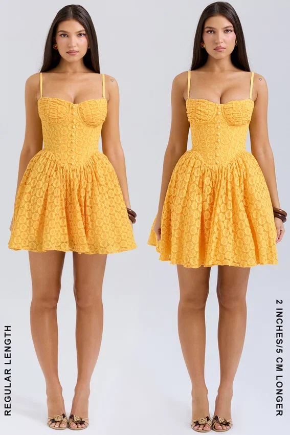 Carolina Apricot Lace Corset Mini Dress Carolina Apricot Lace Corset Mini Dress