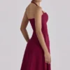 Carolla Wine Soft Twill Halter Neck Midi Dress Carolla Wine Soft Twill Halter Neck Midi Dress