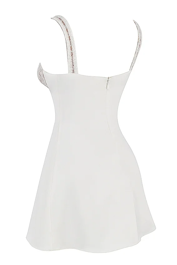 Cassandra Ivory Satin and Lace Mini Dress Cassandra Ivory Satin and Lace Mini Dress