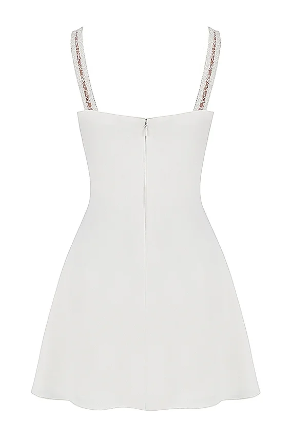 Cassandra Ivory Satin and Lace Mini Dress Cassandra Ivory Satin and Lace Mini Dress