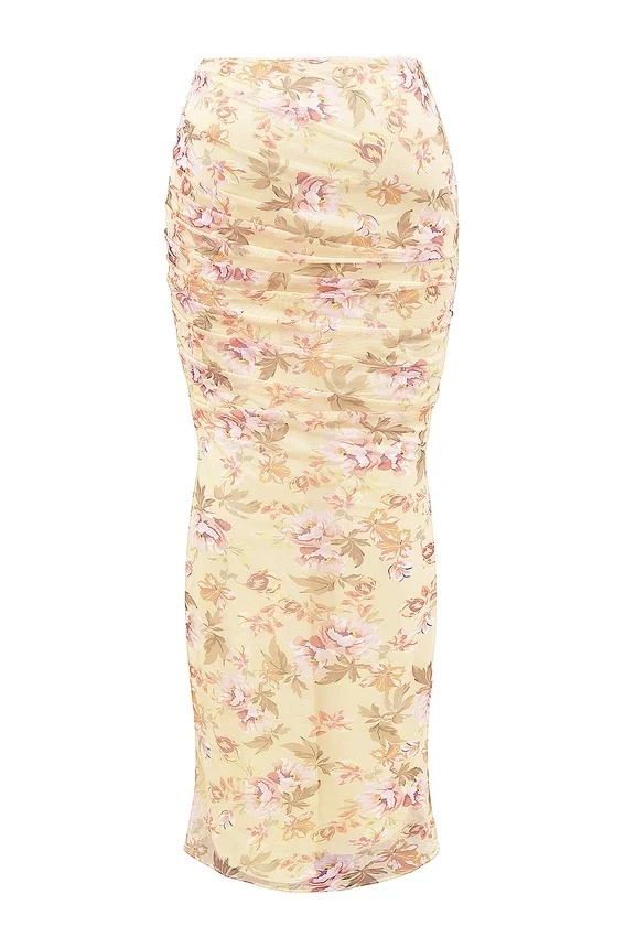 Cassidy Honeyflower Print Fluted Hem Maxi Skirt Cassidy Honeyflower Print Fluted Hem Maxi Skirt