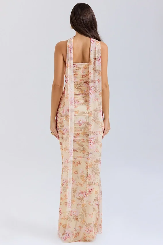 Hallie Honeyflower Print Strapless Corset With Neck Scarf Hallie Honeyflower Print Strapless Corset With Neck Scarf