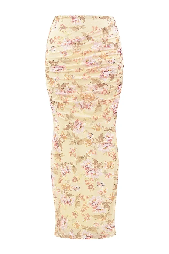 Cassidy Honeyflower Print Fluted Hem Maxi Skirt Cassidy Honeyflower Print Fluted Hem Maxi Skirt