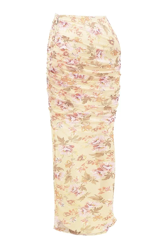 Cassidy Honeyflower Print Fluted Hem Maxi Skirt Cassidy Honeyflower Print Fluted Hem Maxi Skirt