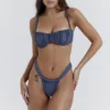 Athens Deep Blue Gathered High Leg Bikini Bottom Athens Deep Blue Gathered High Leg Bikini Bottom