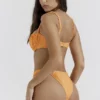 Athens Light Orange Gathered High Leg Bikini Bottom