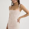 Cate Crystal Ruched Mesh Mini Dress