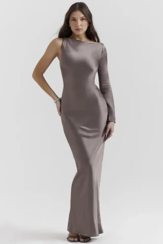 Catiana Smoke One Sleeve Maxi Dress