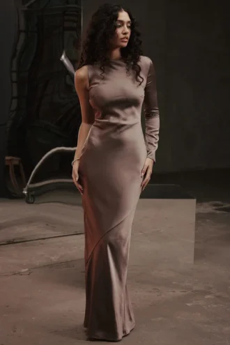Catiana Smoke One Sleeve Maxi Dress