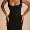 Cesca Black Floral Maxi Dress
