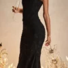 Cesca Black Floral Maxi Dress