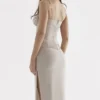 Amal Champagne Beaded Midi Skirt
