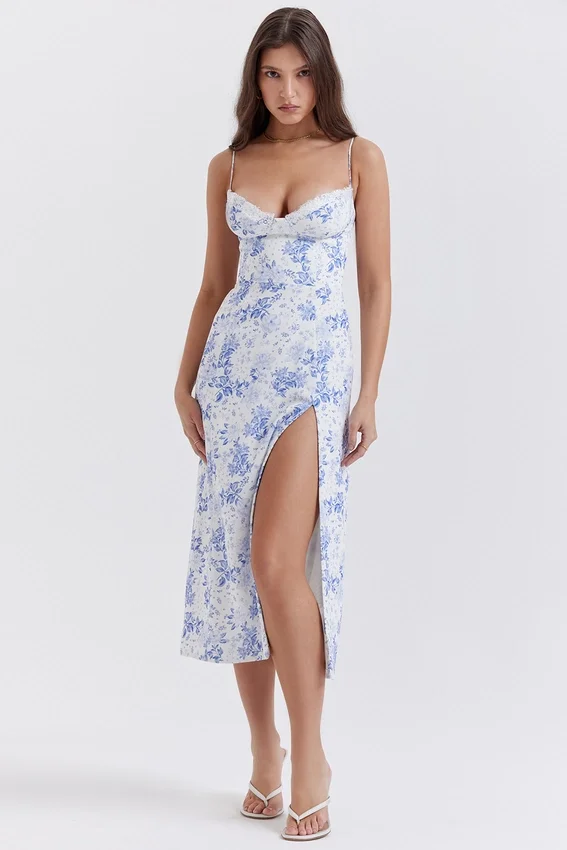 Charlotte Blue Print Corset Midi Dress Charlotte Blue Print Corset Midi Dress