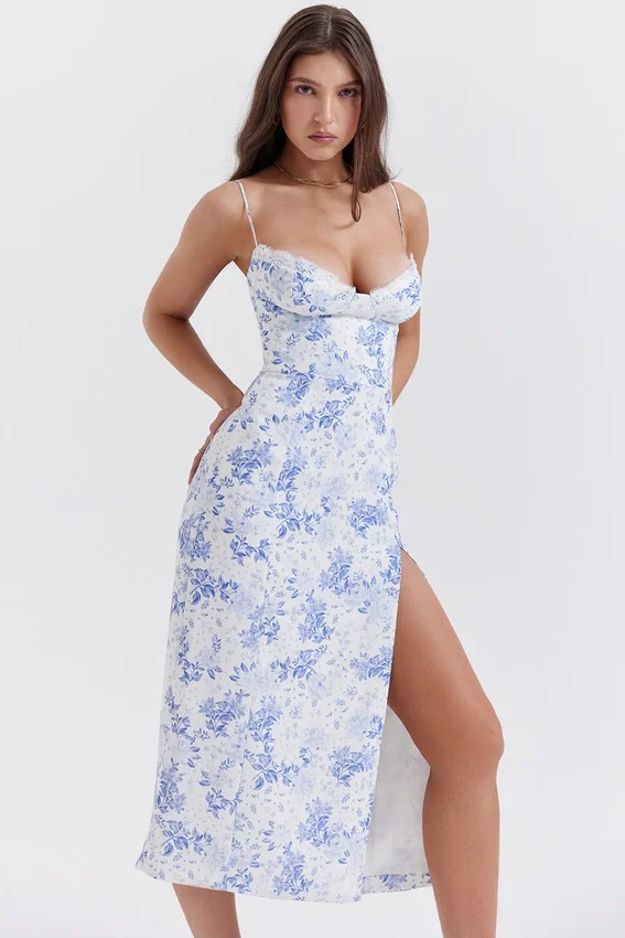 Charlotte Blue Print Corset Midi Dress Charlotte Blue Print Corset Midi Dress