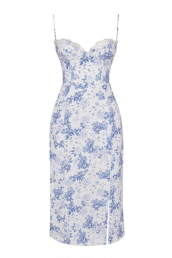 Charlotte Blue Print Corset Midi Dress Charlotte Blue Print Corset Midi Dress