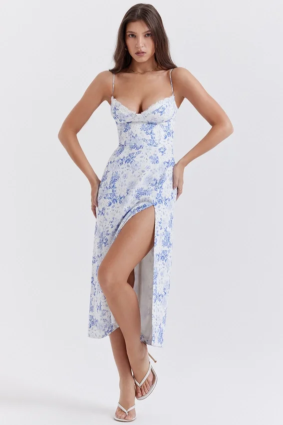 Charlotte Blue Print Corset Midi Dress Charlotte Blue Print Corset Midi Dress