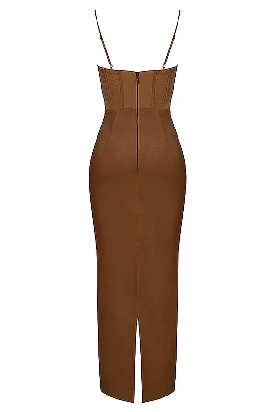 Charmaine Chocolate Corset Maxi Dress Charmaine Chocolate Corset Maxi Dress