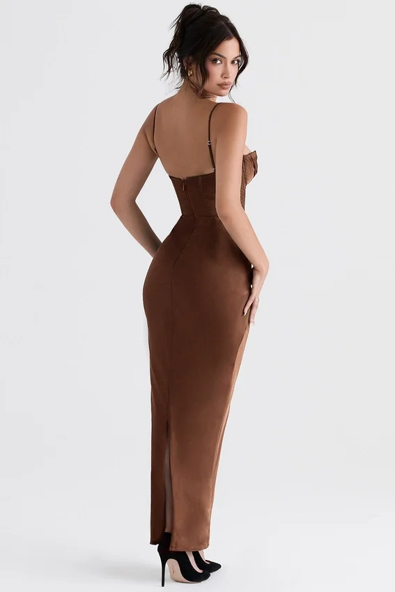 Charmaine Chocolate Corset Maxi Dress Charmaine Chocolate Corset Maxi Dress