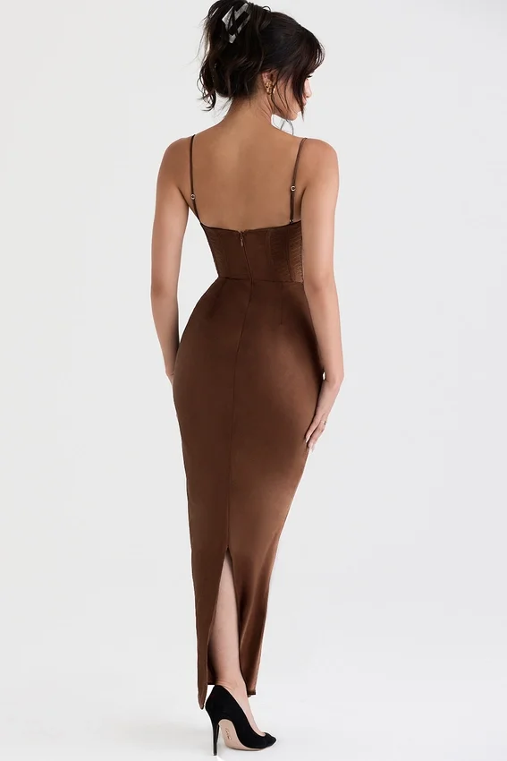 Charmaine Chocolate Corset Maxi Dress Charmaine Chocolate Corset Maxi Dress