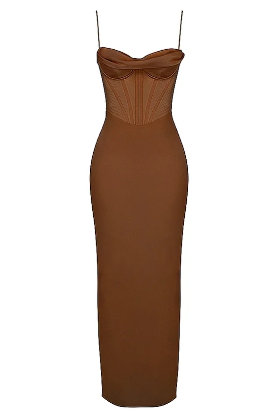 Charmaine Chocolate Corset Maxi Dress Charmaine Chocolate Corset Maxi Dress