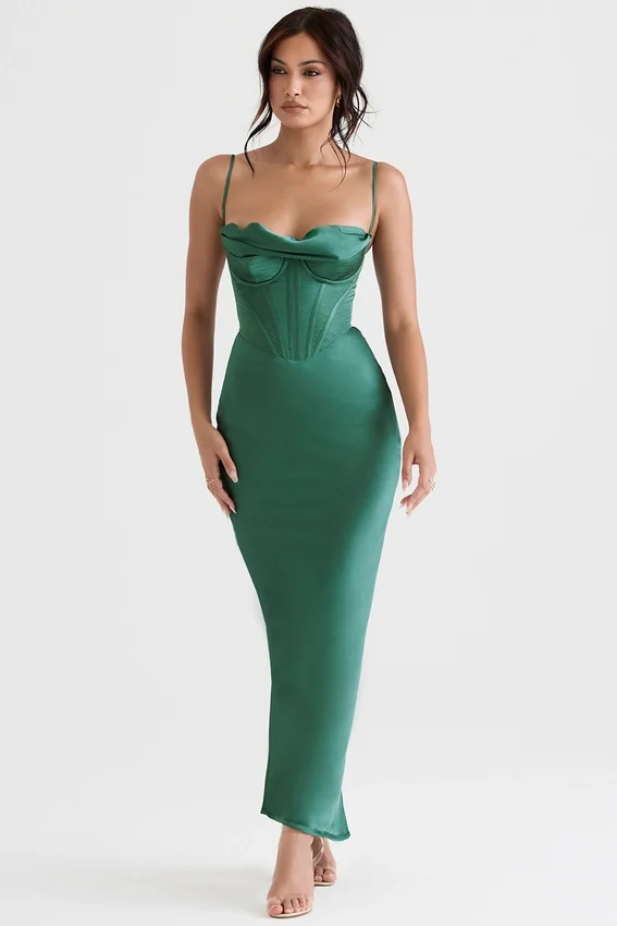 Charmaine Forest Corset Maxi Dress Charmaine Forest Corset Maxi Dress