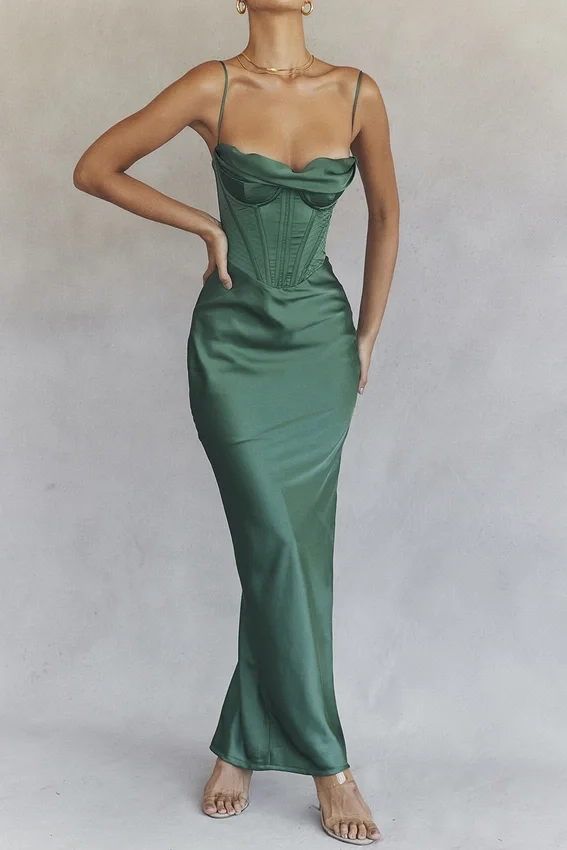 Charmaine Forest Corset Maxi Dress Charmaine Forest Corset Maxi Dress