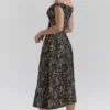 Charming Black Gold Lace Off Shoulder Midi Gown