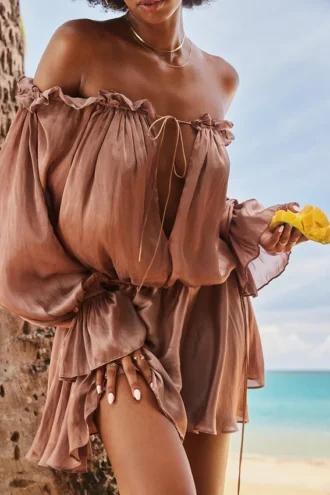 Chaya Hazelnut Off Shoulder Dress