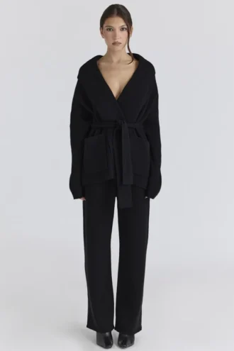Chelsea Black Cashmere + Wool Trousers
