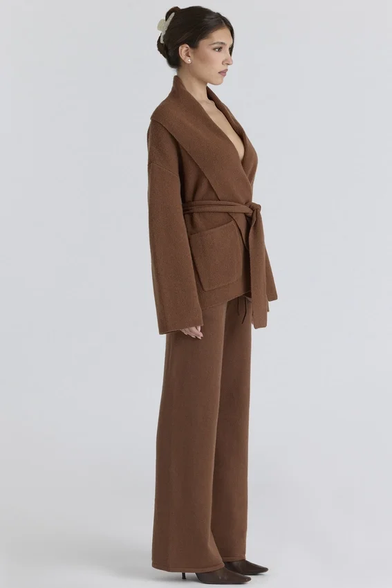 Chelsea Tan Cashmere + Wool Wide Leg Trousers Chelsea Tan Cashmere + Wool Wide Leg Trousers