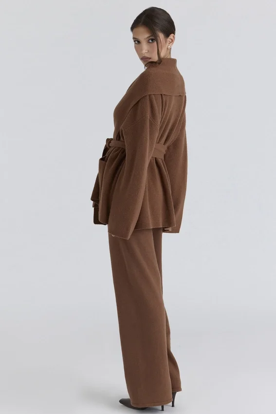 Chelsea Tan Cashmere + Wool Wide Leg Trousers Chelsea Tan Cashmere + Wool Wide Leg Trousers