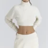 Cheyenne Ivory Cropped Chunky Boucle Wool Knit Sweater Cheyenne Ivory Cropped Chunky Boucle Wool Knit Sweater