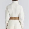 Cheyenne Ivory Cropped Chunky Boucle Wool Knit Sweater Cheyenne Ivory Cropped Chunky Boucle Wool Knit Sweater