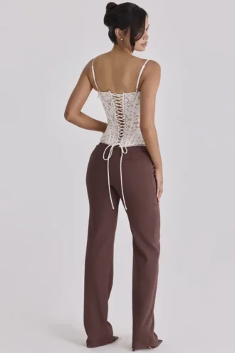 Chiara Espresso Brown Straight Leg Trousers