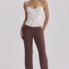 Chiara Espresso Brown Straight Leg Trousers
