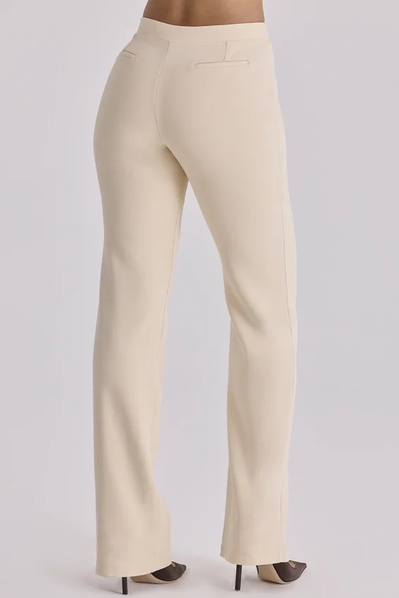 Chiara Vintage Ivory Crepe Straight Leg Trousers Chiara Vintage Ivory Crepe Straight Leg Trousers