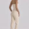 Chiara Vintage Ivory Crepe Straight Leg Trousers Chiara Vintage Ivory Crepe Straight Leg Trousers