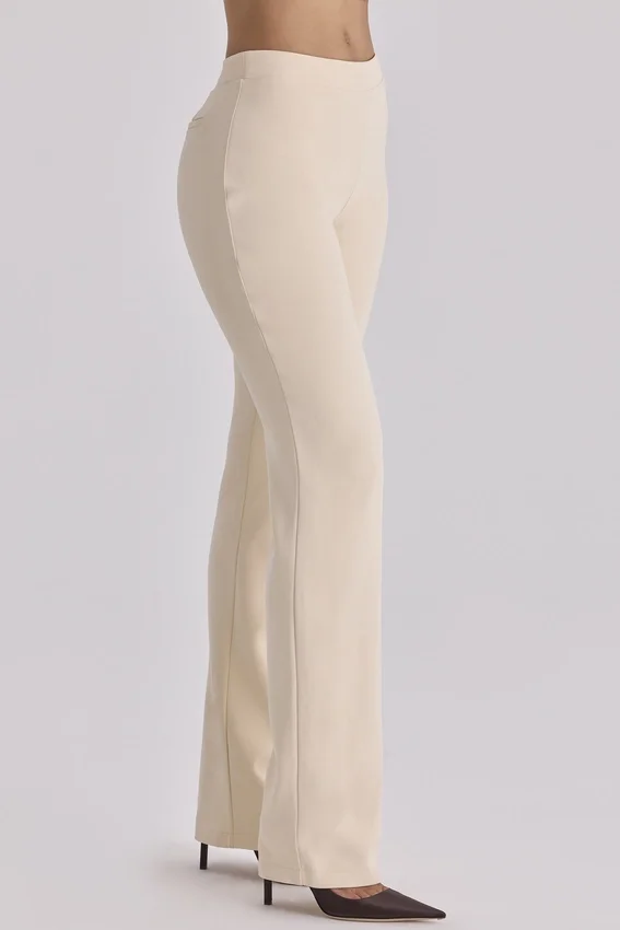 Chiara Vintage Ivory Crepe Straight Leg Trousers Chiara Vintage Ivory Crepe Straight Leg Trousers