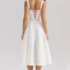 Chiarina White Cotton Button Front Midi Dress