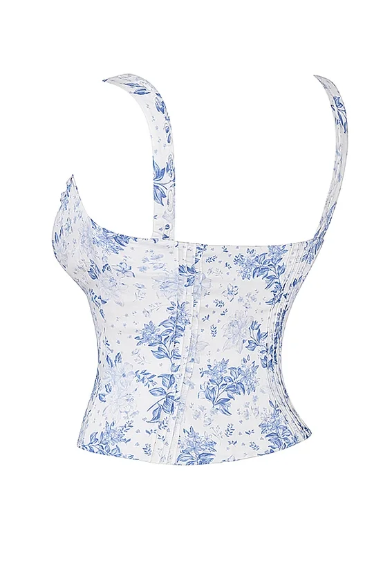 Chicca Blue Floral Print Top Chicca Blue Floral Print Top
