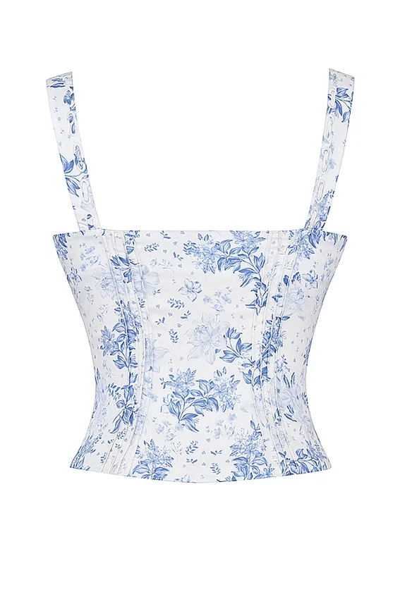 Chicca Blue Floral Print Top Chicca Blue Floral Print Top