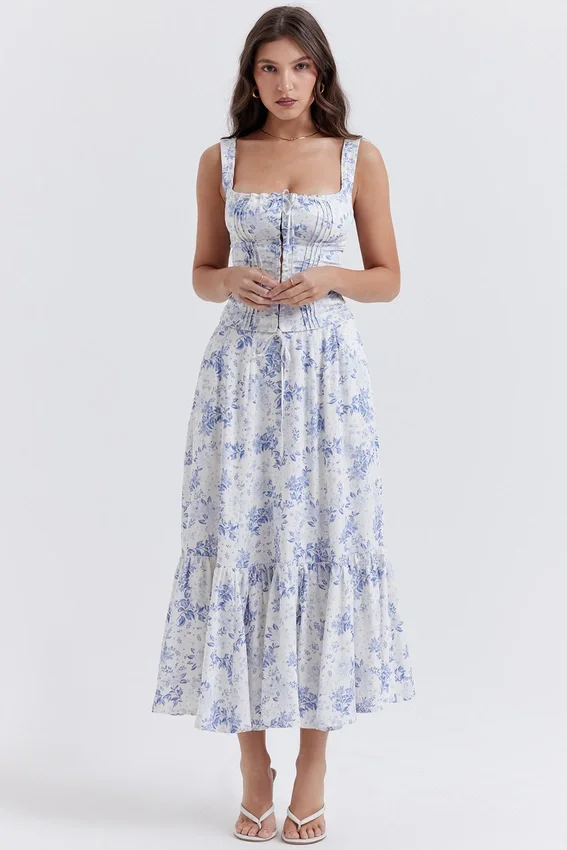 Chicca Blue Floral Print Top Chicca Blue Floral Print Top