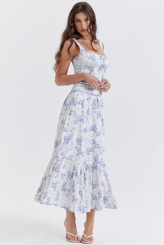 Chicca Blue Floral Print Top Chicca Blue Floral Print Top