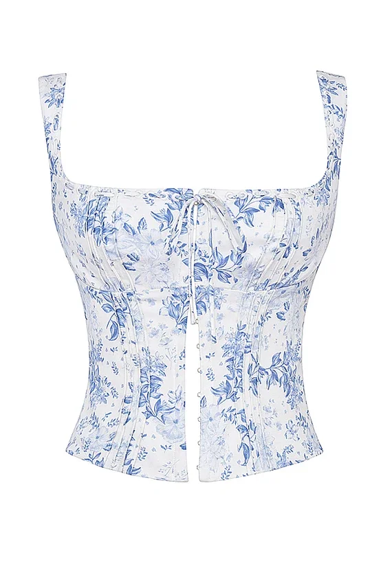 Chicca Blue Floral Print Top Chicca Blue Floral Print Top