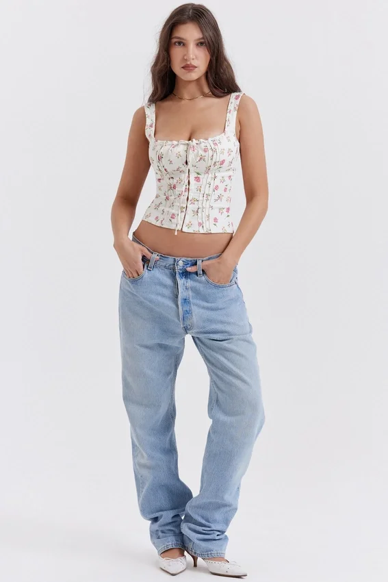 Chicca Rose Print Floral Top Chicca Rose Print Floral Top