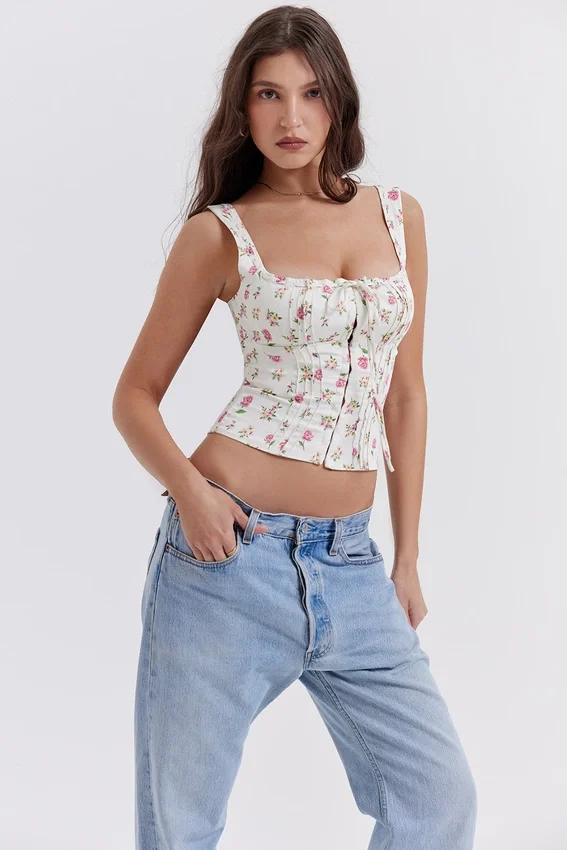 Chicca Rose Print Floral Top Chicca Rose Print Floral Top