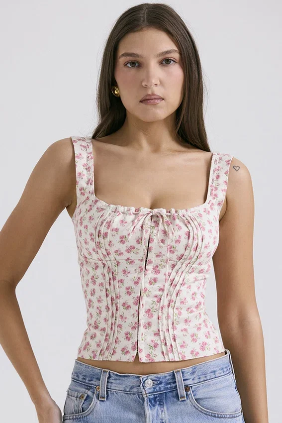 Chicca White Rosebud Print Top Chicca White Rosebud Print Top